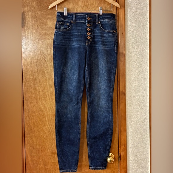 Maurices Dark Indigo High-Rise Button-Fly Skinny Jeans - Picture 2 of 7